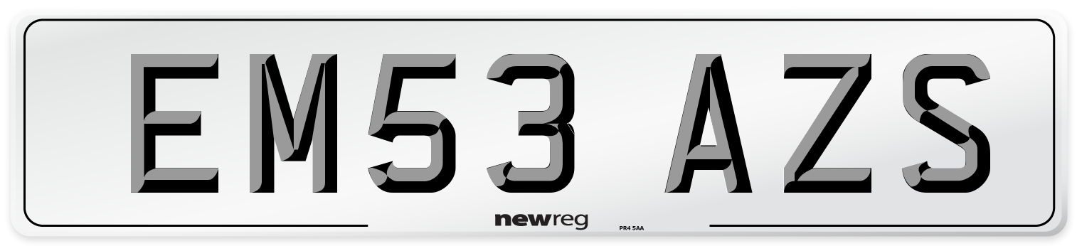 EM53 AZS Number Plate from New Reg
